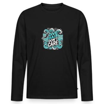 Dive Hair Don't Care - Männer Premium Bio Langarmshirt - Schwarz - Vorne - Nico (187cm)