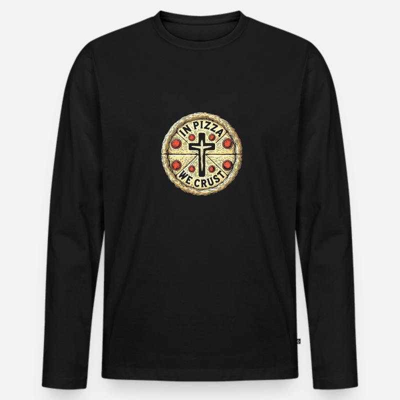 In Pizza Wir Kruste - Männer Premium Bio Langarmshirt - Schwarz
