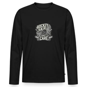 Hockey-Haar ist egal - Männer Premium Bio Langarmshirt - Schwarz - Vorne - Nico (187cm)