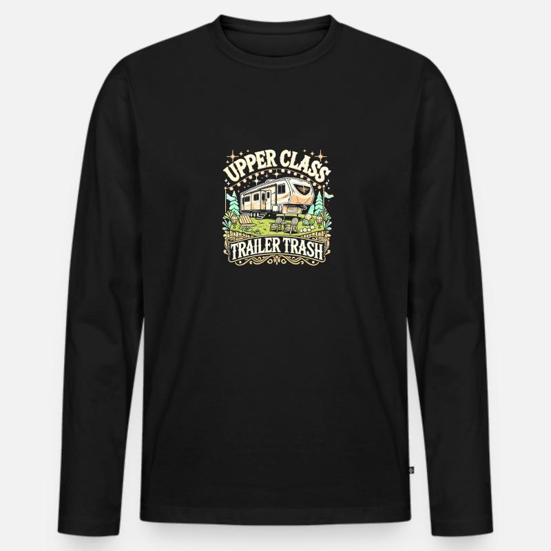 Upper Class Trailer Trash - Männer Premium Bio Langarmshirt - Schwarz