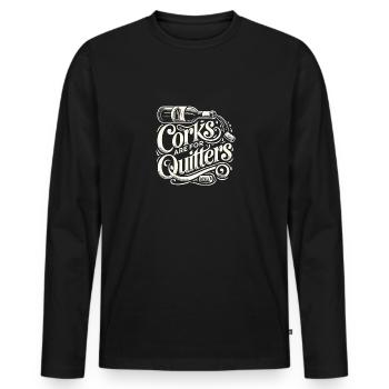 Korken sind für Drückeberger - Männer Premium Bio Langarmshirt - Schwarz - Vorne - Nico (187cm)