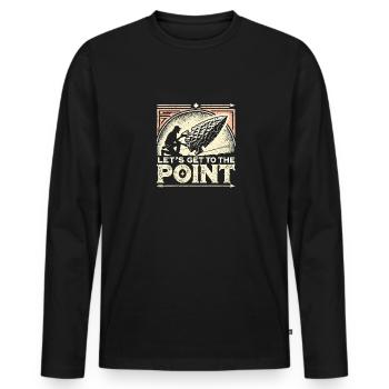 Kommen wir auf den Punkt - Männer Premium Bio Langarmshirt - Schwarz - Vorne - Nico (187cm)