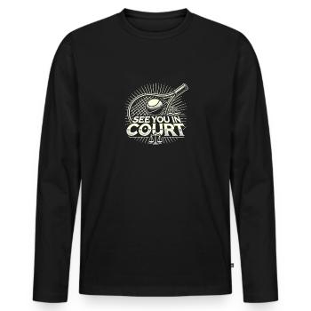 Wir sehen uns vor Gericht - Männer Premium Bio Langarmshirt - Schwarz - Vorne - Nico (187cm)