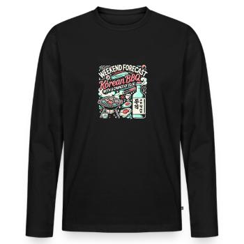 Wochenendvorhersage Koreanisches BBQ mit einer - Männer Premium Bio Langarmshirt - Schwarz - Vorne - Nico (187cm)