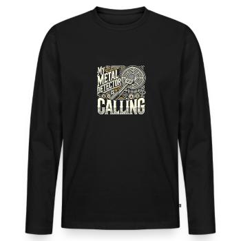 Mein Metalldetektor ruft - Männer Premium Bio Langarmshirt - Schwarz - Vorne - Nico (187cm)