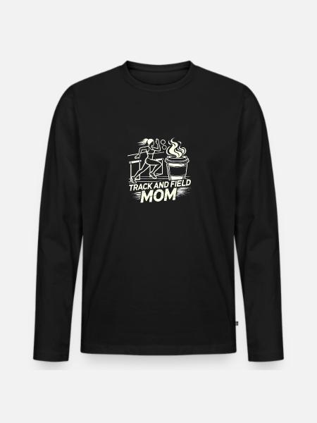 Leichtathletik-Mama - Männer Premium Bio Langarmshirt - Schwarz