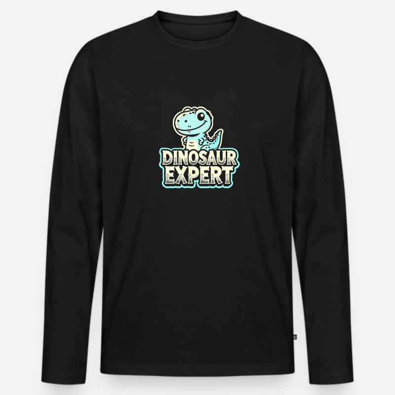 Dinosaurier-Experte - Männer Premium Bio Langarmshirt - Schwarz