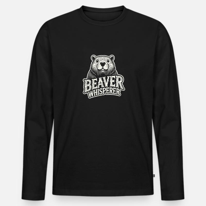 Biberflüsterer - Männer Premium Bio Langarmshirt - Schwarz
