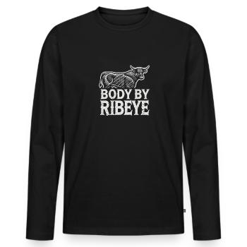 Körper von Ribeye - Männer Premium Bio Langarmshirt - Schwarz - Vorne - Nico (187cm)
