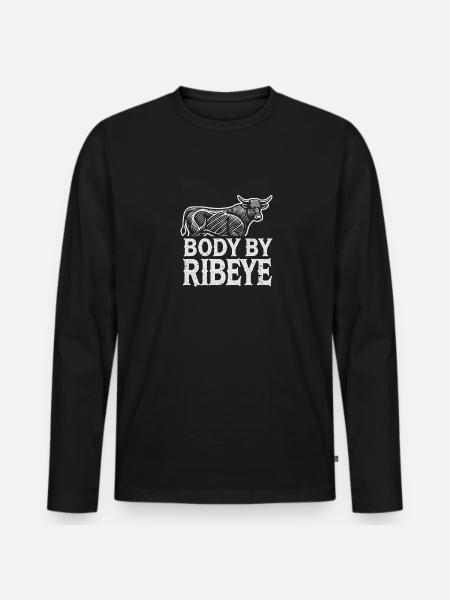Körper von Ribeye - Männer Premium Bio Langarmshirt - Schwarz