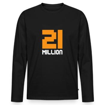 21 Millionen Bitcoin - Männer Premium Bio Langarmshirt - Schwarz - Vorne - Nico (187cm)