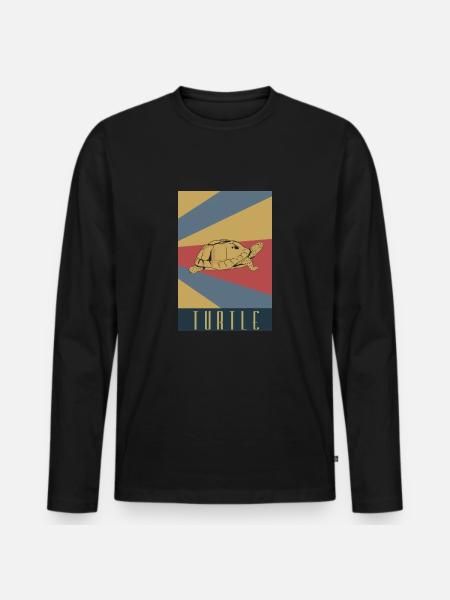 Sköldpadda Retro Sköldpadda Sköldpadda - Ekologisk långärmad premium-T-shirt herr - svart