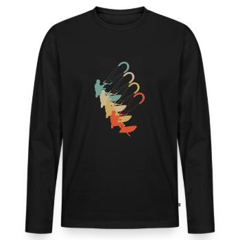 Vintage retro style kitesurfing stunt kite sailing - Men's Premium Organic Long Sleeve Shirt - black - Front - Nico (187cm)
