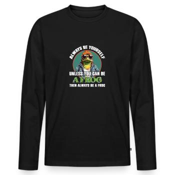Soyez vous-même ou soyez une grenouille - T-shirt manches longues Premium bio Homme - noir - Devant - Nico (187cm)