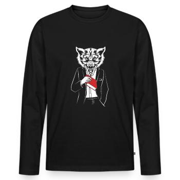 Werwolf - Männer Premium Bio Langarmshirt - Schwarz - Vorne - Nico (187cm)