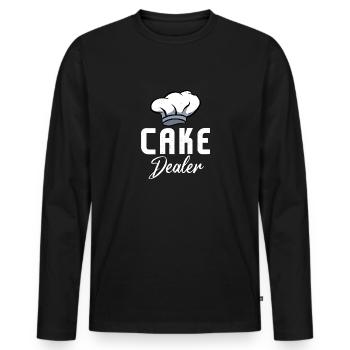 Marchand de gâteaux Détaillant de biscuits Boulanger Amateur de pâtisserie - T-shirt manches longues Premium bio Homme - noir - Devant - Nico (187cm)