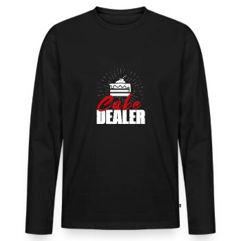 Marchand de gâteaux Détaillant de biscuits Boulanger Amateur de pâtisserie - T-shirt manches longues Premium bio Homme - noir - Devant - Nico (187cm)