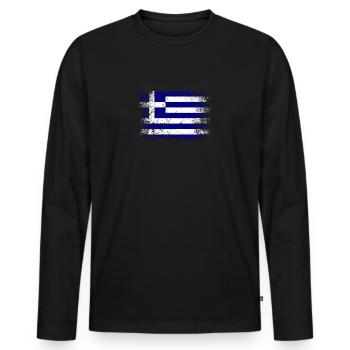 Grèce Drapeau grec Vintage - T-shirt manches longues Premium bio Homme - noir - Devant - Nico (187cm)