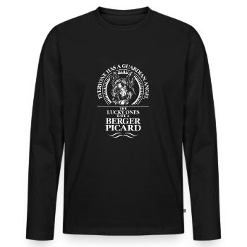 BERGER PICARD Ange Gardien Chien Disant Wilsigns - T-shirt manches longues Premium bio Homme - noir - Devant - Nico (187cm)