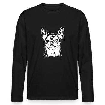 CHIHUAHUA Hundeportrait Hunde Wilsigns - Männer Premium Bio Langarmshirt - Schwarz - Vorne - Nico (187cm)