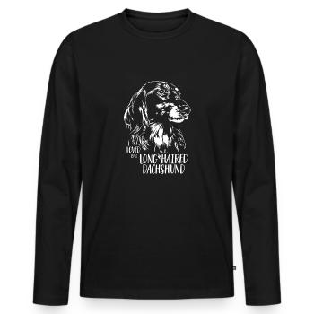 Loved by a Long Haired Dachshund Hundespruch Hunde - Men's Premium Organic Long Sleeve Shirt - black - Front - Nico (187cm)
