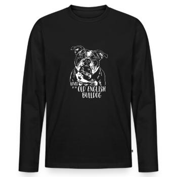 Loved by an Old English Bulldog OEB Hundespruch - Männer Premium Bio Langarmshirt - Schwarz - Vorne - Nico (187cm)