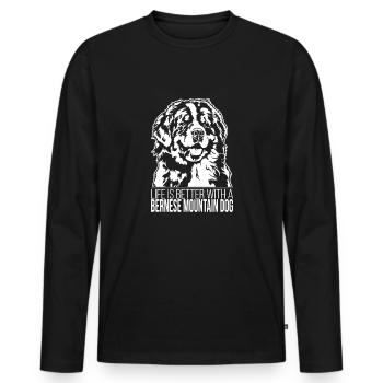 Bernese Mountain Dog life is better Dogs Wilsigns - Men's Premium Organic Long Sleeve Shirt - black - Front - Nico (187cm)