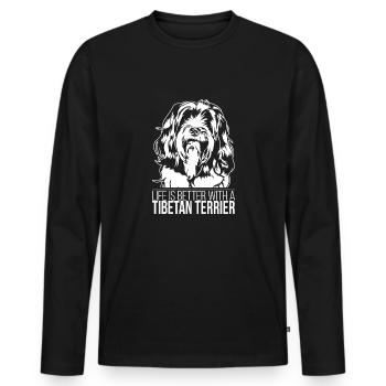 Tibetan Terrier life is better Dogs Wilsigns - Men's Premium Organic Long Sleeve Shirt - black - Front - Nico (187cm)