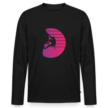 Climbing Retro Style Vintage - Men's Premium Organic Long Sleeve Shirt - black - Front - Nico (187cm)