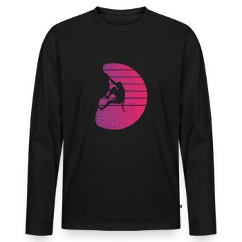 Climbing Retro Style Vintage - Men's Premium Organic Long Sleeve Shirt - black - Front - Nico (187cm)