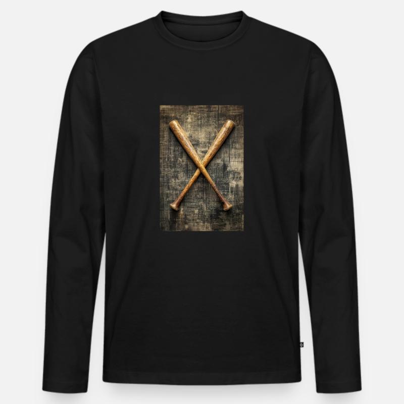 Gealterte Baseballschläger gekreuzt - Männer Premium Bio Langarmshirt - Schwarz