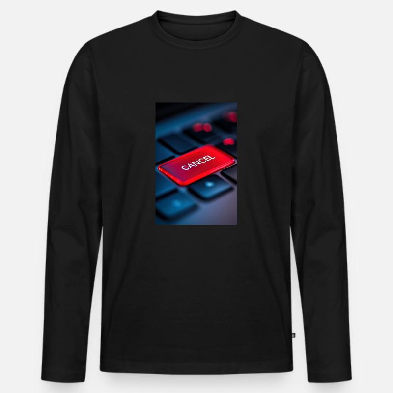 Rot Abbrechen-Tasten-Highlight - Männer Premium Bio Langarmshirt - Schwarz