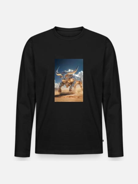 Chrome Bull Power Charge - Männer Premium Bio Langarmshirt - Schwarz
