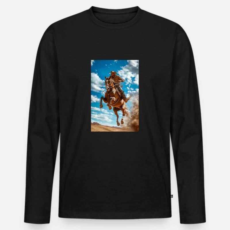 Epischer Cowboy-Sprung - Männer Premium Bio Langarmshirt - Schwarz