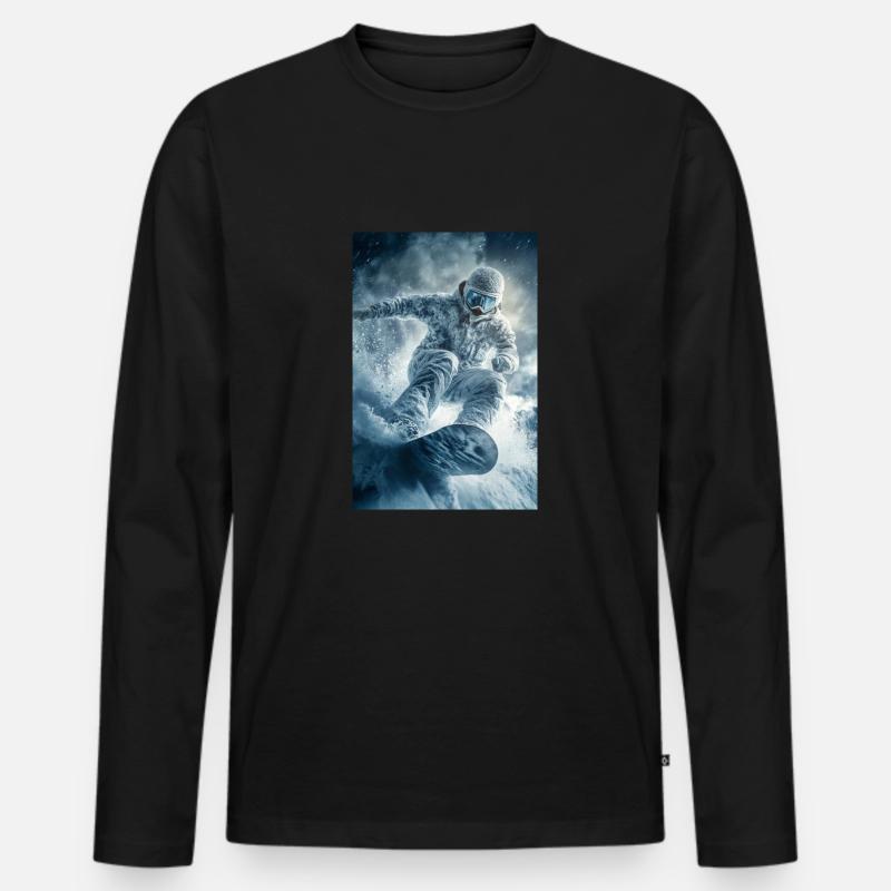 Frozen Thrill Snowboarder - Männer Premium Bio Langarmshirt - Schwarz