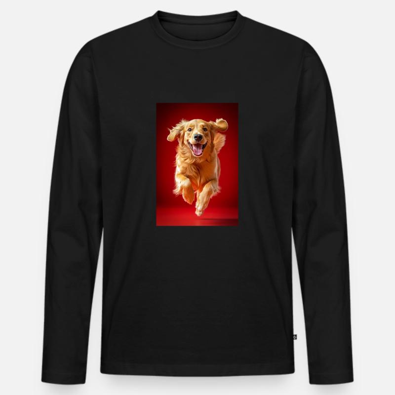 Fliegende goldene Freude - Männer Premium Bio Langarmshirt - Schwarz