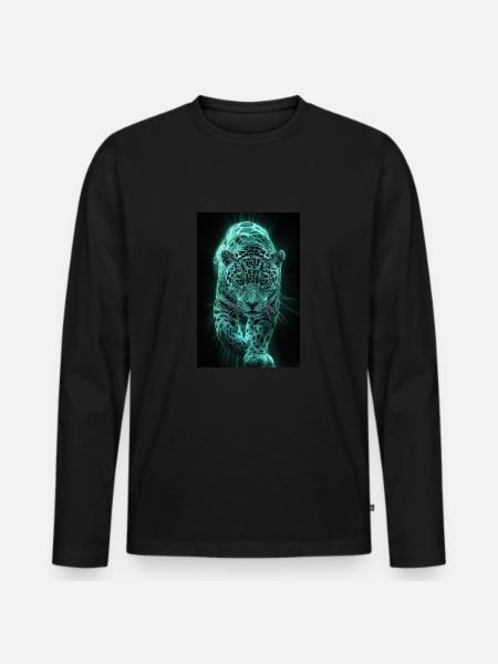 Neon Jaguar in Motion - Men's Premium Organic Long Sleeve Shirt - black