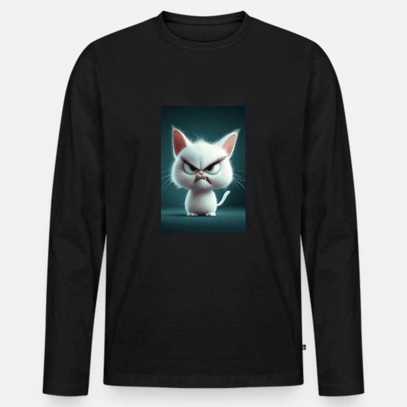 Wütend flauschige Katze - Männer Premium Bio Langarmshirt - Schwarz