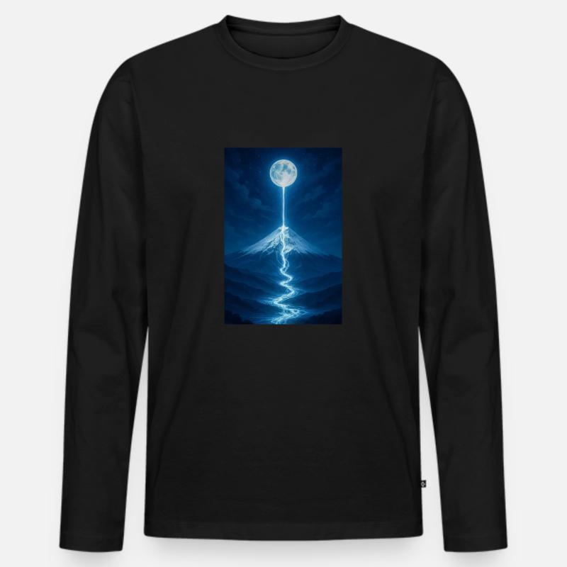 Der Mondfluss fließt hinunter - Männer Premium Bio Langarmshirt - Schwarz