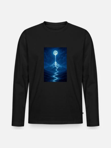 Moonlight River from the Sky - Men's Premium Organic Long Sleeve Shirt - black