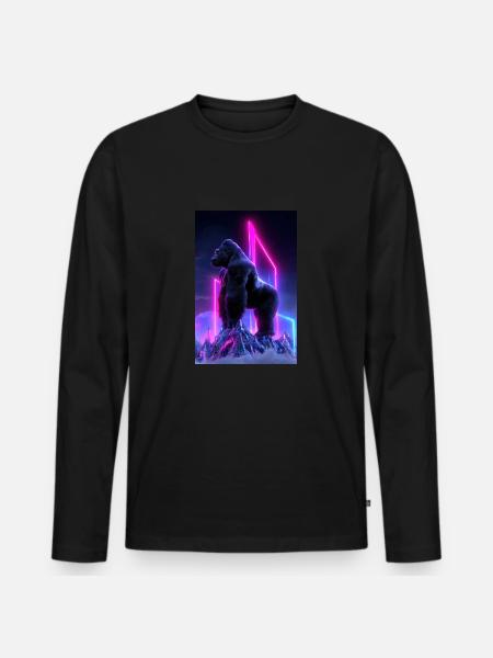 Neon Gorilla Overdrive - Men's Premium Organic Long Sleeve Shirt - black