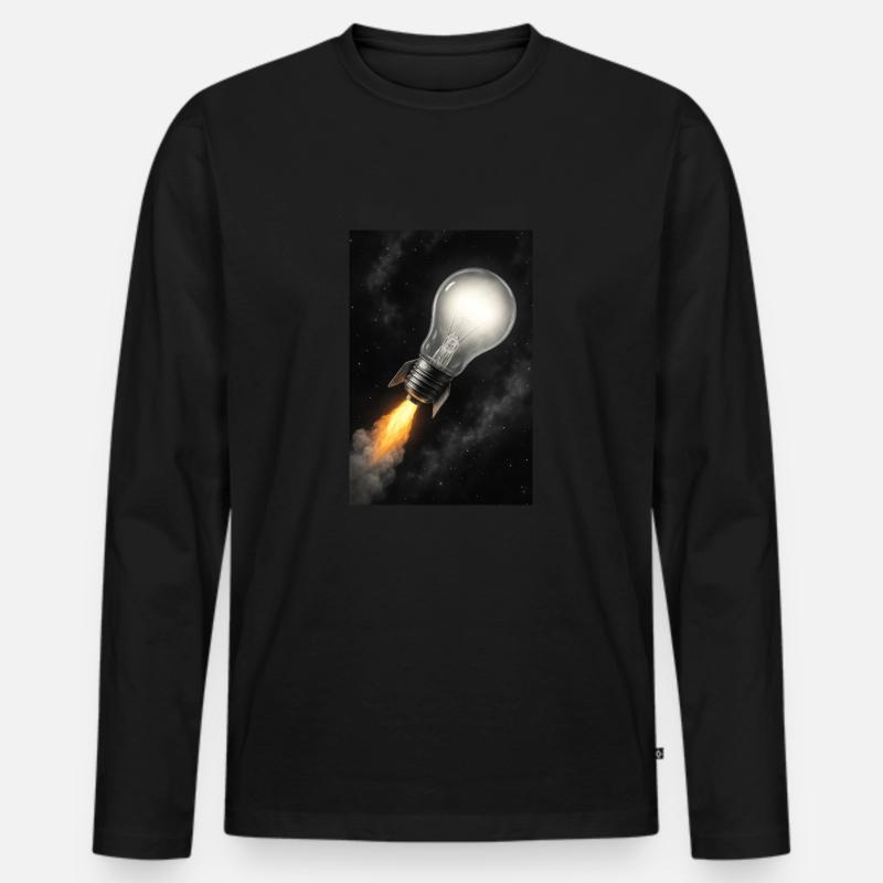 Raketengetriebene Bright Idea - Männer Premium Bio Langarmshirt - Schwarz
