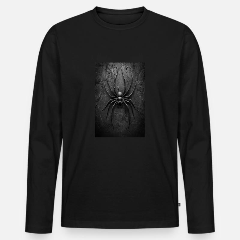 Spinnenkunst im Black Widow-Stil - Männer Premium Bio Langarmshirt - Schwarz