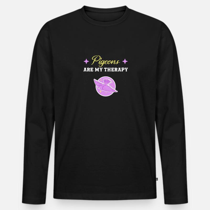 Taube - Männer Premium Bio Langarmshirt - Schwarz