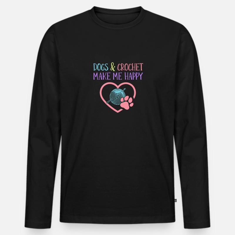 Hunde & Häkeln - Männer Premium Bio Langarmshirt - Schwarz