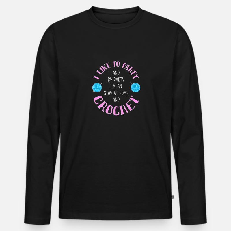 Häkeln - Männer Premium Bio Langarmshirt - Schwarz