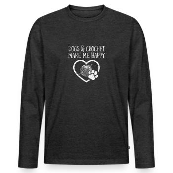 Crochet - T-shirt manches longues Premium bio Homme - anthracite chiné - Devant - Nico (187cm)