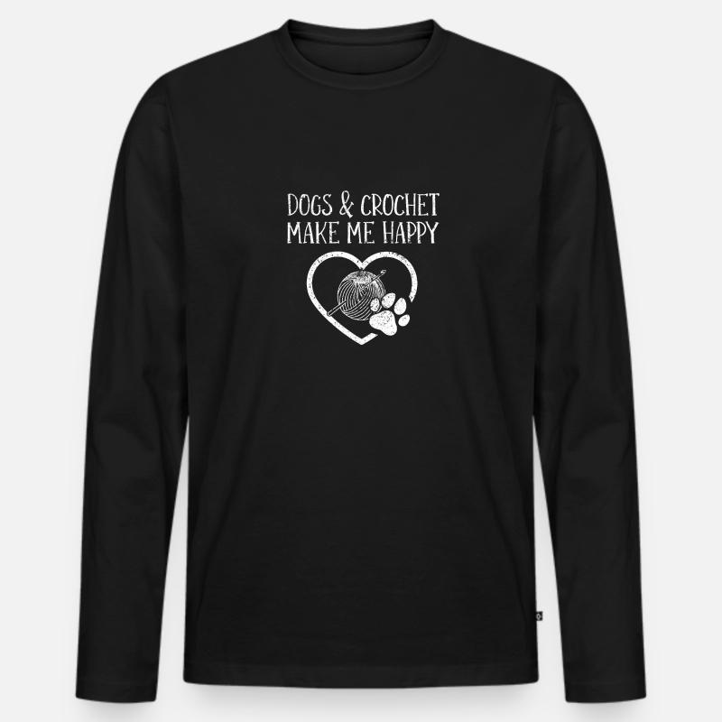 Häkeln - Männer Premium Bio Langarmshirt - Schwarz