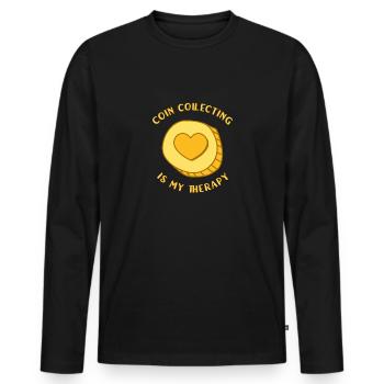Pièces collecteurs de pièces Numismatique - T-shirt manches longues Premium bio Homme - noir - Devant - Nico (187cm)