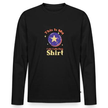 Pièces collecteurs de pièces Numismatique - T-shirt manches longues Premium bio Homme - noir - Devant - Nico (187cm)